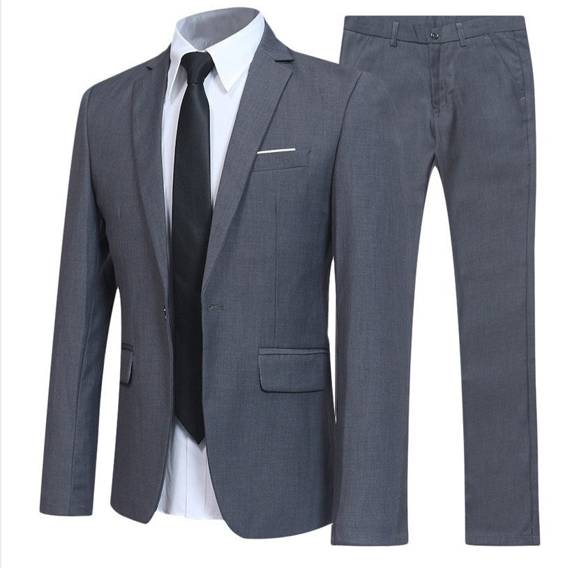 Business professional formal attire groom groomsman solid color two-piece set for men