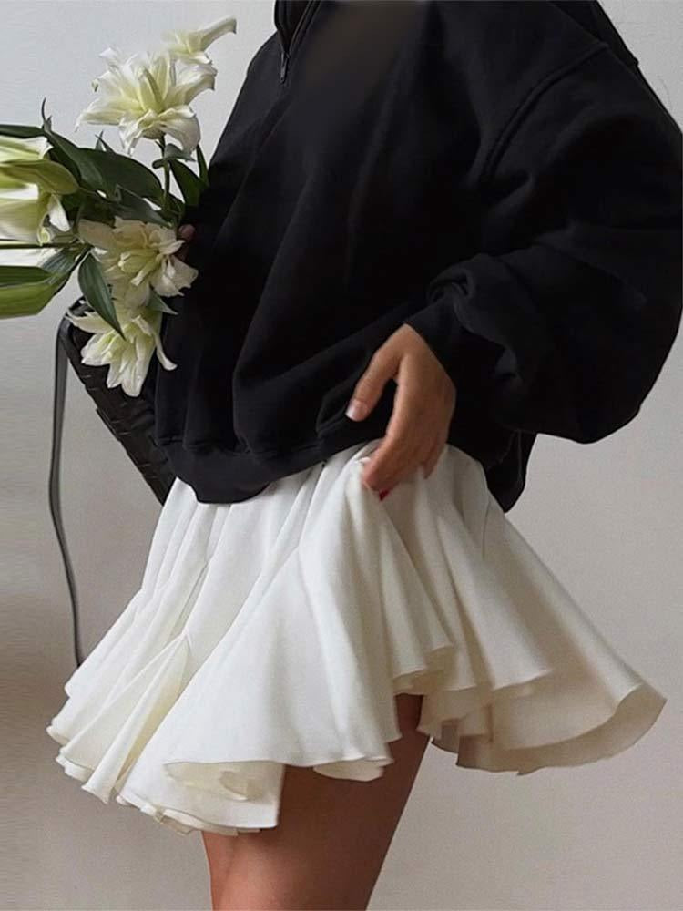 White pleated mini dress for women fresh mini dress fashionable commuting skirt